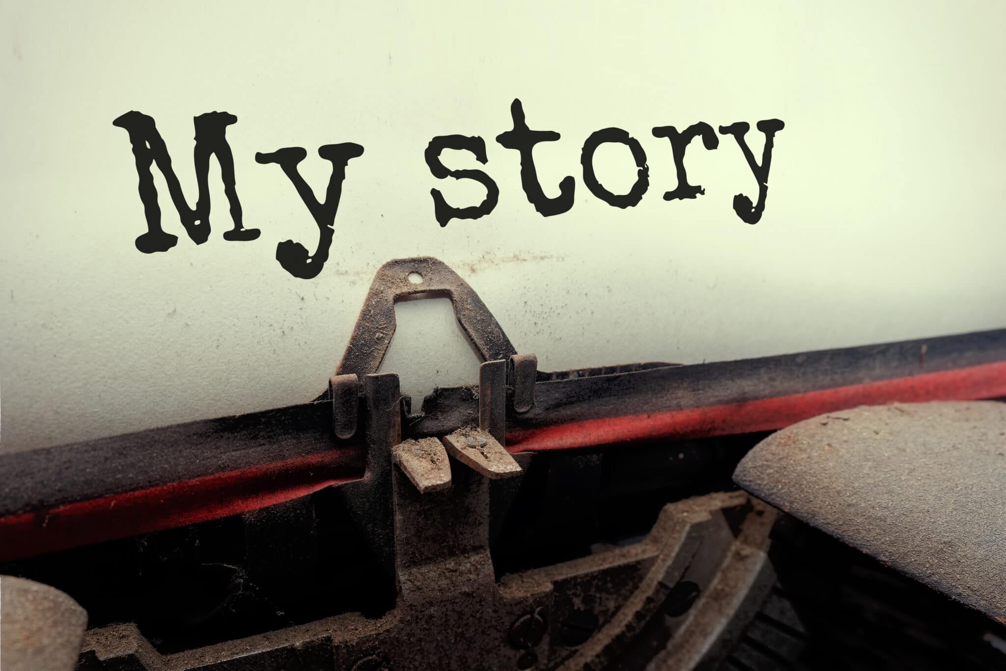 My,Story,On,Old,Typewriter,Perspective,View